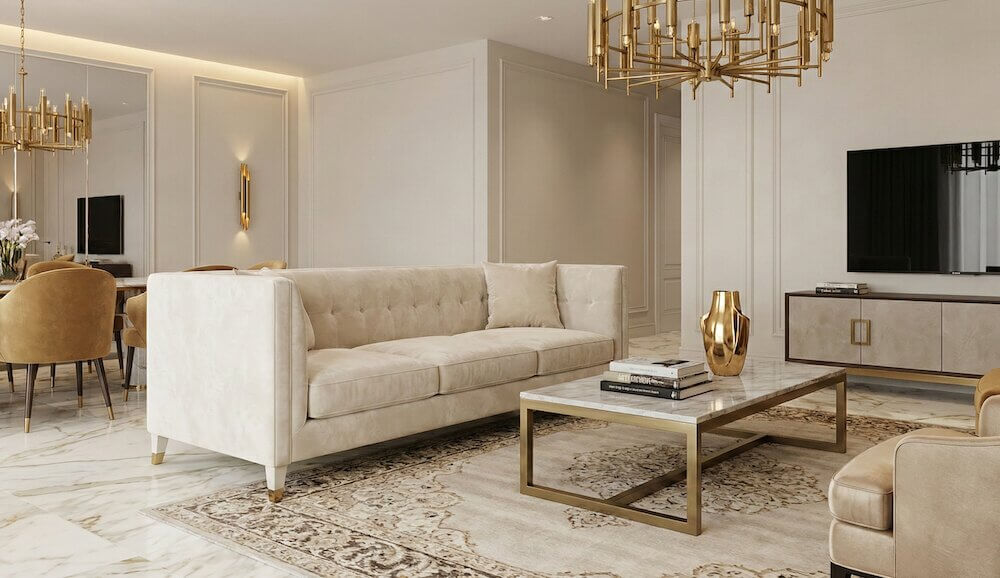 Alabaster w aranżacji modern glamour 