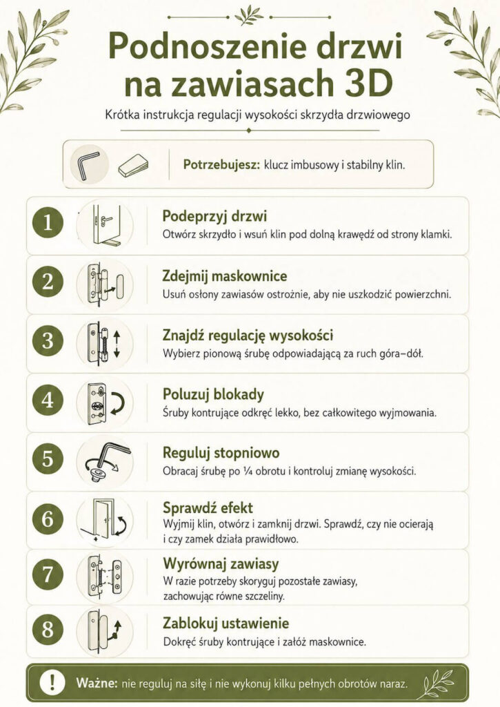Jak podnieść drzwi na zawiasach 3D?