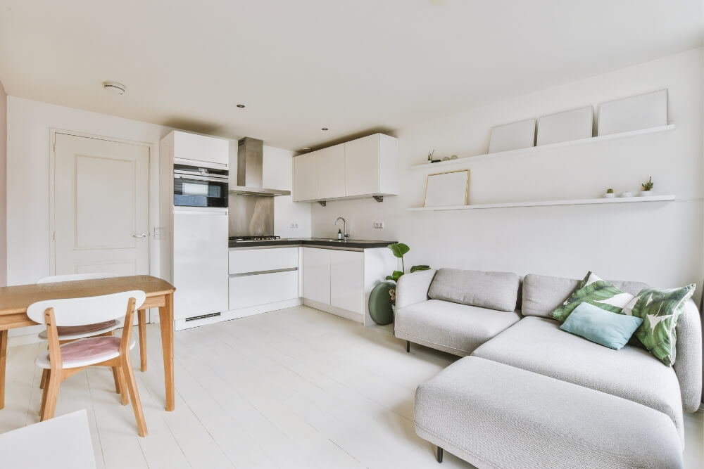 kuchnia w kształcie litery L w salonie 20m2 mała kuchnia z salonem 20m2 na przykładzie kuchni w układzie L