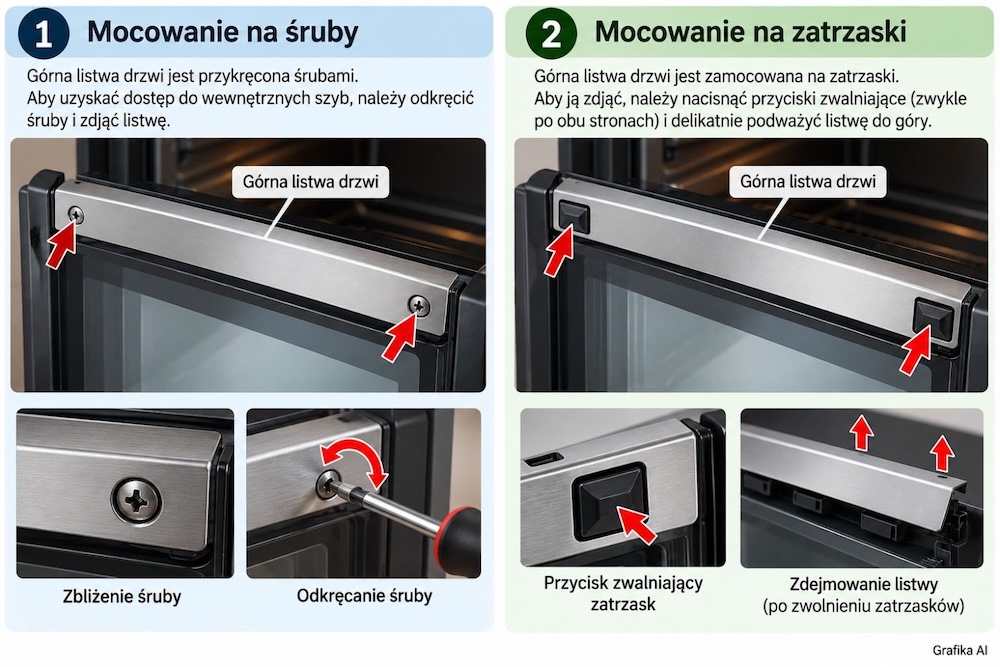 jak wyjąć szybę z piekarnika amica w zależności od mocowania jak wyjąć szybę z piekarnika amica - rodzaj mocowania